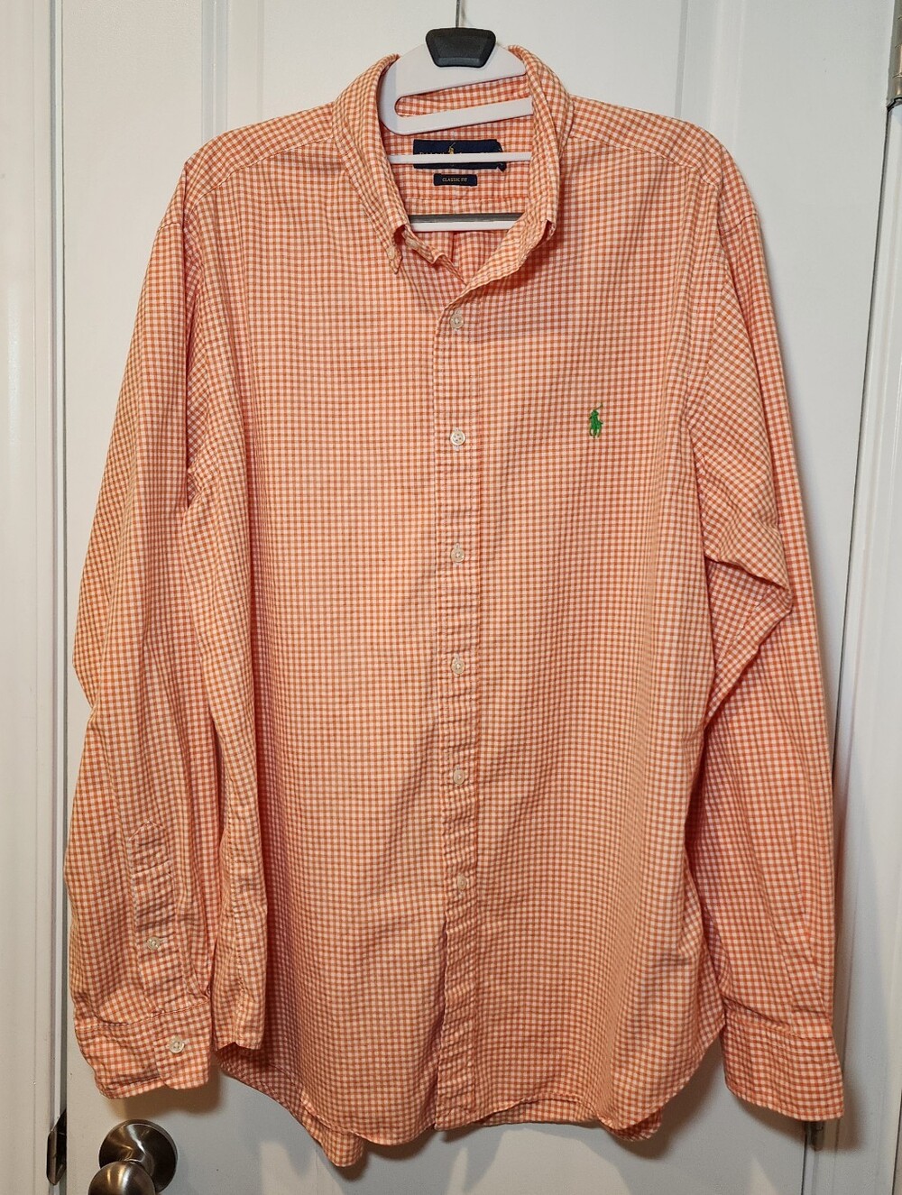 Ralph Lauren Men's Orange Gingham Button-Down Shirt